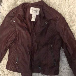 Burgundy Leather Jacket American Rag